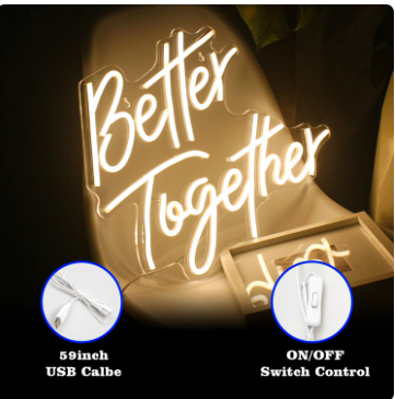 Better Together LED Neon Sign Light - Warm White (42x33.5cm)