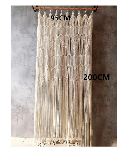 Boho Bliss: Hand-Woven Cotton Door Curtain Tapestry for Artistic Decor