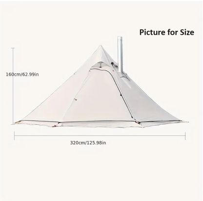 Ultra-Light 3.2m Diameter Four-Season Camping Pyramid Tent with Smoke Window