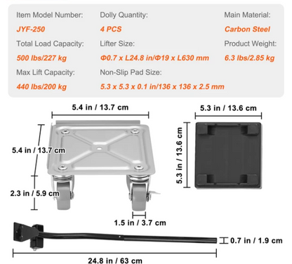 4pcs Industrial Machinery Mover - 360° Rotation, Heavy Furniture Transport