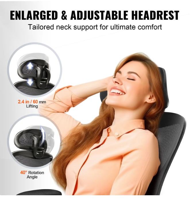Ergonomic Office Chair with Adjustable Lumbar Support Angle and Height Adjustable