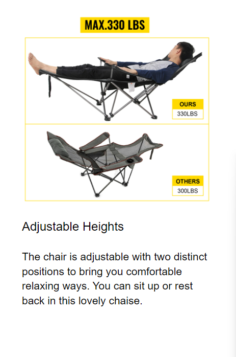 Outdoor Folding Camp Chair with Backrest & Footrest