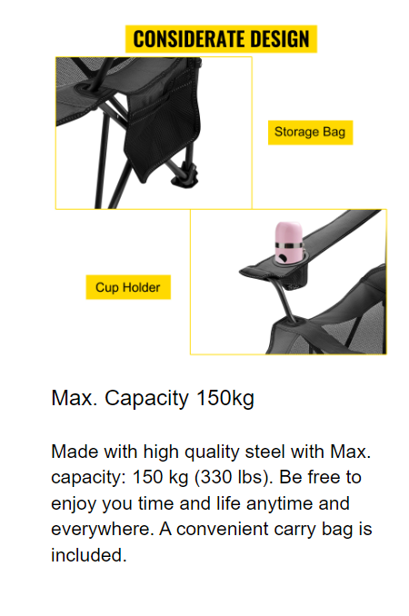 Outdoor Folding Camp Chair with Backrest & Footrest