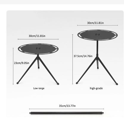 Round Aluminum Alloy Camping Table with Tripod and Storage Bag