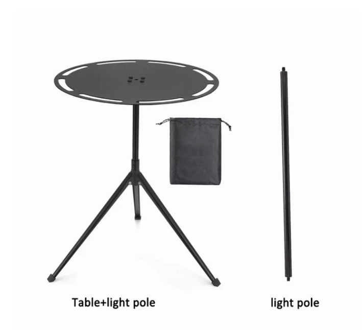 Round Aluminum Alloy Camping Table with Tripod and Storage Bag