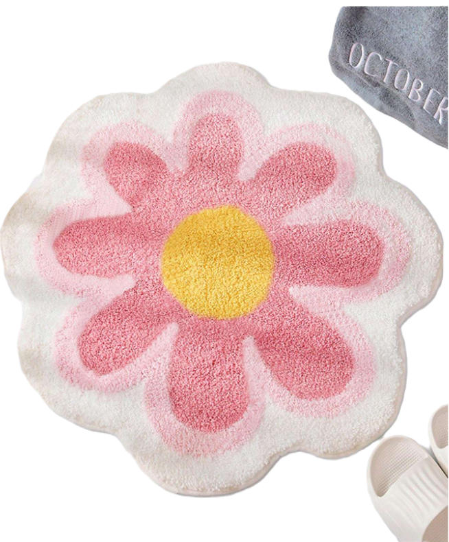 Chic Pink Plush Home Carpet - Petal-Shaped Delight