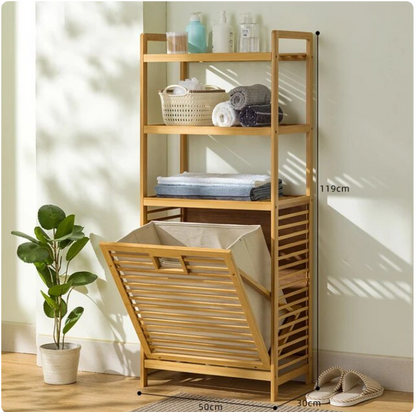 4-Tier Laundry Hamper with Tilt-Out Basket | Bathroom Storage Shelf Organizer
