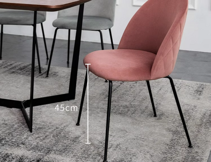 Light Luxury Velvet Dining Chair Modern Leisure Chair with Backrest Pink