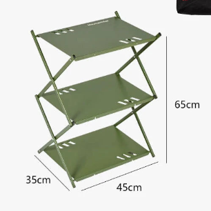 Portable Three-Tier Outdoor Folding Shelf for Camping, BBQ, and Garden Storage
