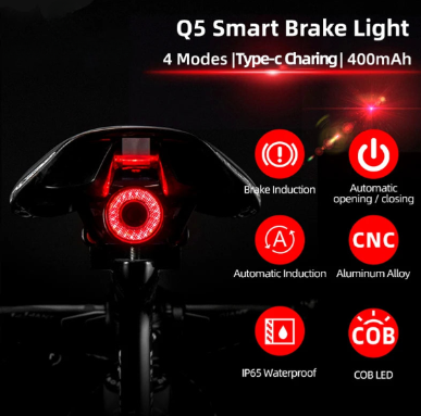Smart LED Bike Taillight with Auto Brake Sensing and IPx6 Waterproof