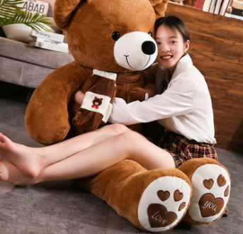 Huge 100cm Brown Giant Teddy Bear Toys Stuffed Animals Soft Plush Cotton Scarf Bear Hold Pillow Doll