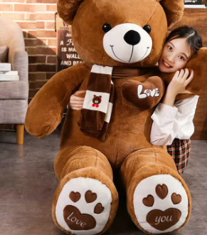 Huge 100cm Brown Giant Teddy Bear Toys Stuffed Animals Soft Plush Cotton Scarf Bear Hold Pillow Doll