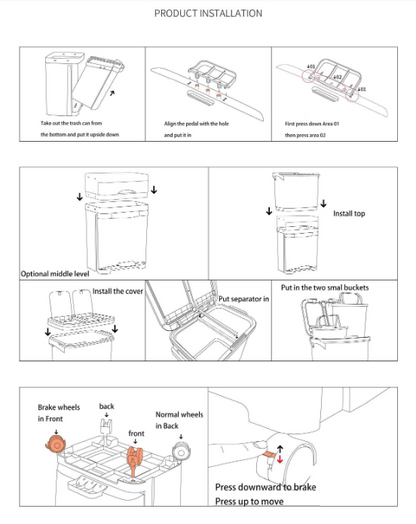 Large Dual-Compartment Trash Can with Odor-Seal Lid