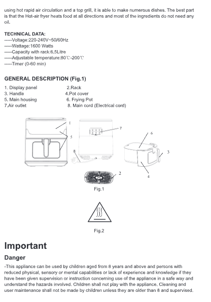Air Fryer with Stainless Steel Non-Stick Pot
