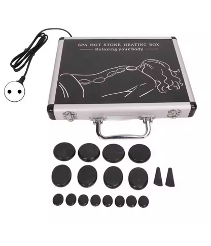 18pcs Heated Basalt Massage Stones with Warmer Box(Black)