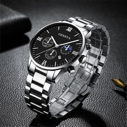 4PCS Men's Stainless Steel Quartz Watch Set (W118-A)