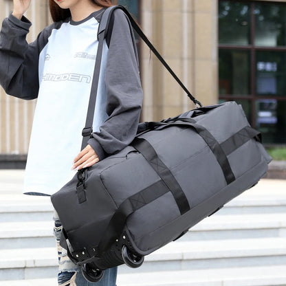 Roller Travel Duffel Bag with Fixed Casters Grey