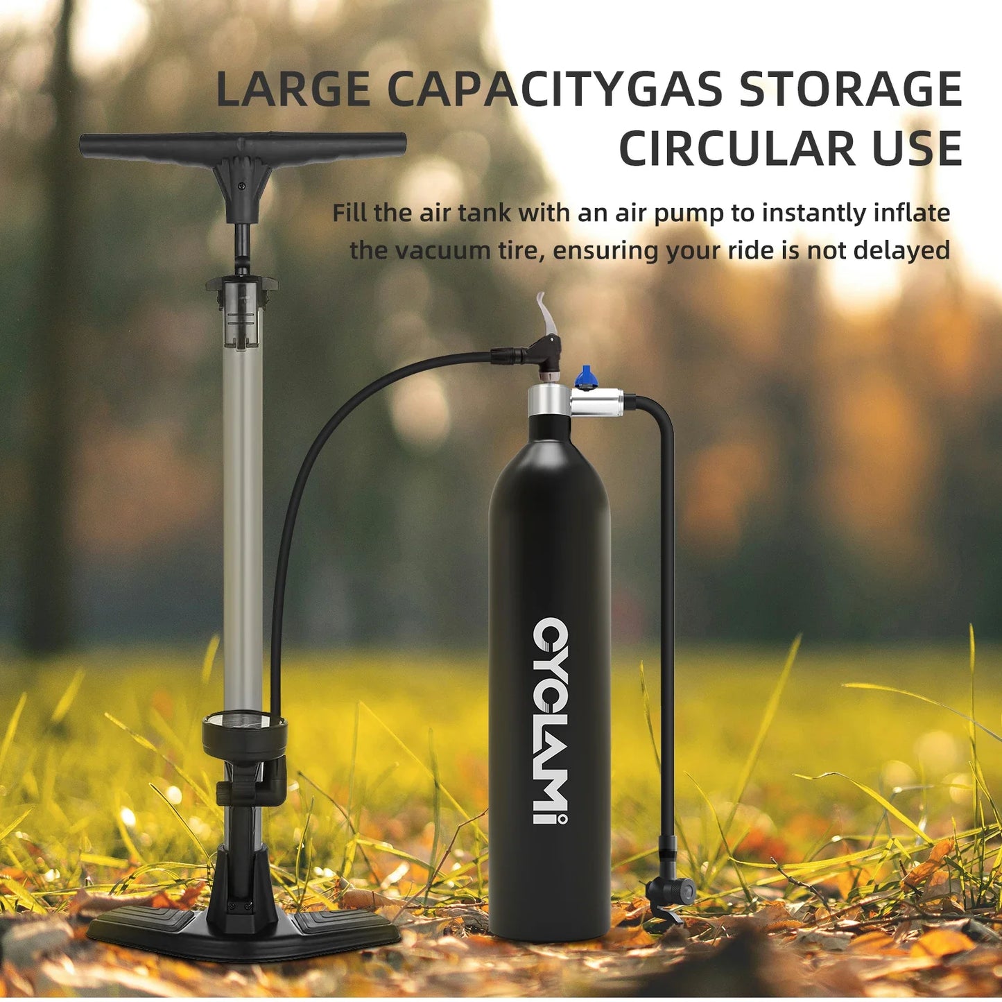 Aluminum Alloy 1.3L Tire Booster High-Pressure Air Tank with Valve Black