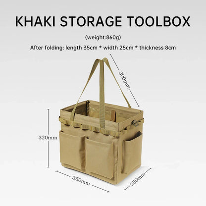 Multi-Functional Canvas Bag with Built-in Table Khaki