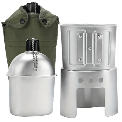 Camping Water Cup with Storage Pouch Silver