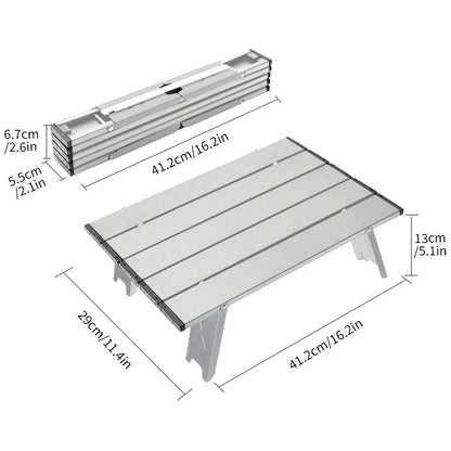 Aluminum Alloy Mini Camping Table Foldable Silver