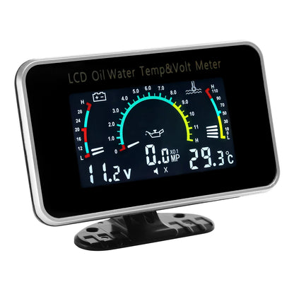3 in 1 LCD Gauge Oil Temperature Water Temperature And Voltmeter Black