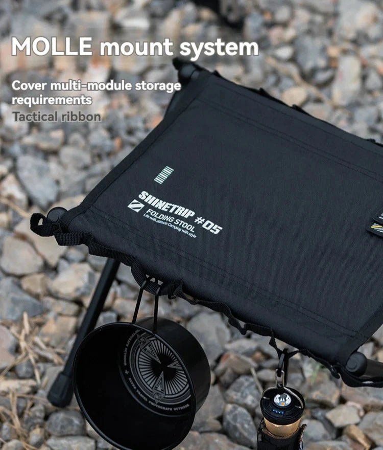 Ultra-Light Folding Storage Stool Camping Seat Black