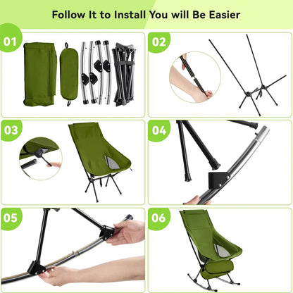 Foldable Camping Rocking Chair Green