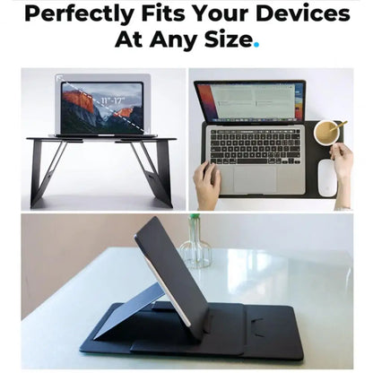 Portable Laptop Desk Stand: Foldable & Adjustable, Ideal for Bed, Couch, Office - Black