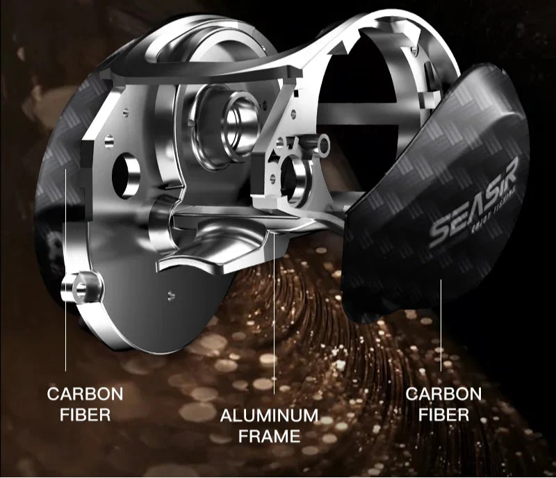 High-Speed Baitcasting Reel Dual Spools Right Hand Black