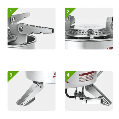 1940W Strong Firepower Folding Camping Gas Stove Silver