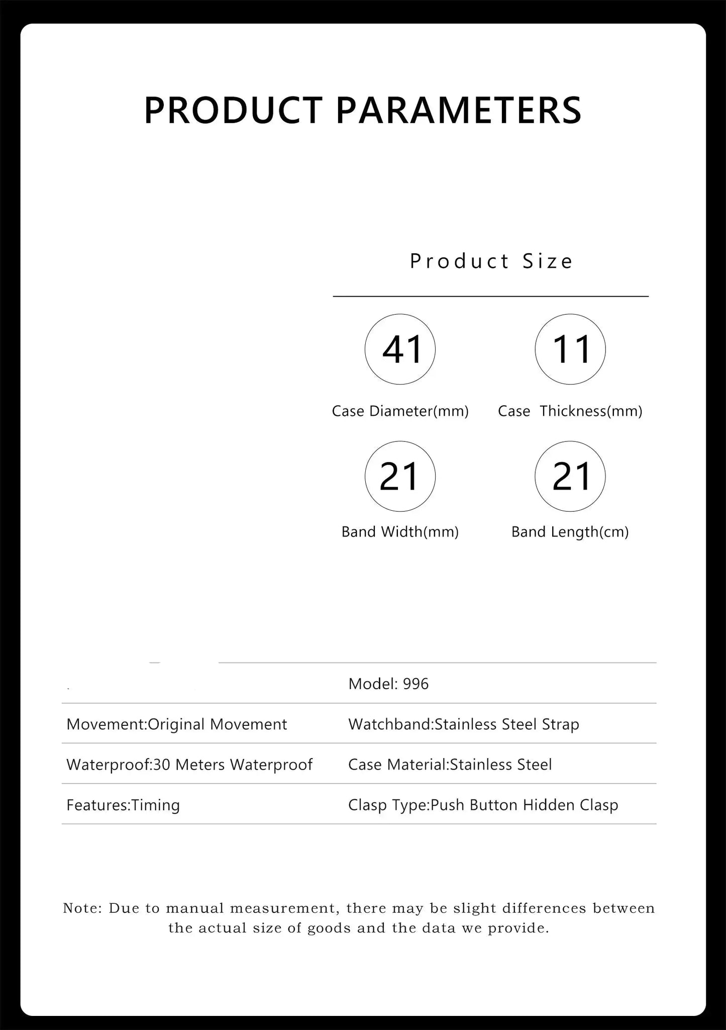 Men’s Waterproof Luminous Chronograph Wristwatch - Black