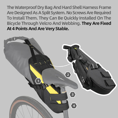 14L Waterproof Bike Saddle Bag Stable Removable Dry Bag Yellow