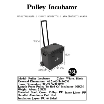 36L Portable Outdoor Refrigerator Box with Trolley Wheels Black