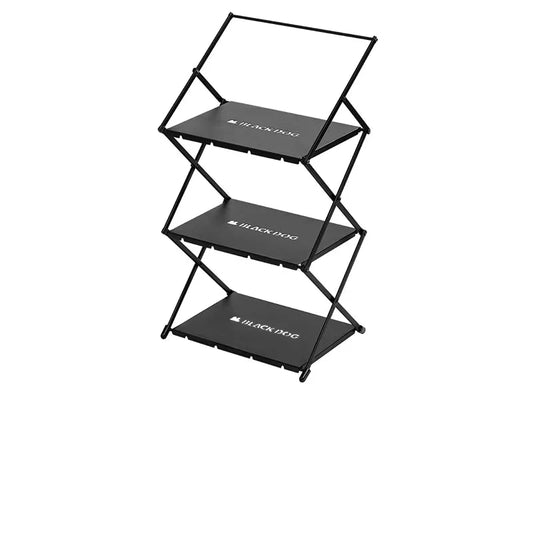 Camping Foldable Storage Organizer Rack Black