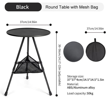 Camping Round Folding Table Black