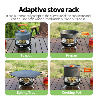7-Core Camping Gas Stove Multi-Fuel Burner Black