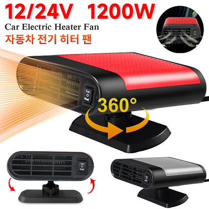 Electric Car Heater Cooling Fan  Windshield Defogger Demister Red