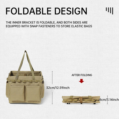 Multi-Functional Canvas Bag with Built-in Table Khaki