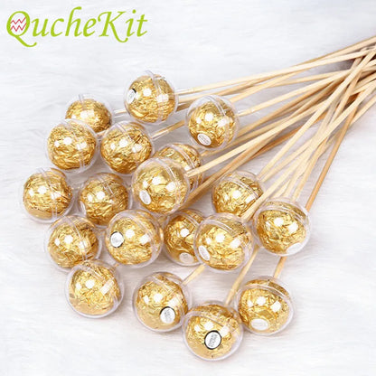 50Pcs Clear Acrylic Truffle Chocolate Cups with Sticks | Elegant Candy & Chocolate Holder