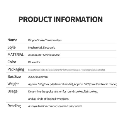 Digital Mechanical Bicycle Spoke Tensiometer Rim Alignment Blue