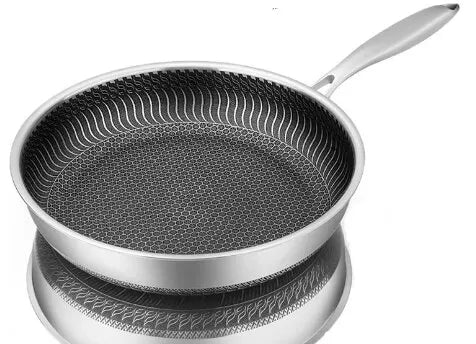 Tri-Ply 316 Frying Pan 32cm Double-Sided Honeycomb Skillet Silver