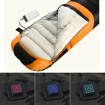 USB Heated Sleeping Bag 3-Stage Thermal Pad Orange