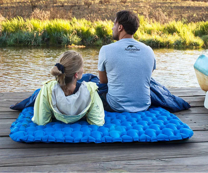 Double Air Mattress Inflatable Sleeping Pad Blue