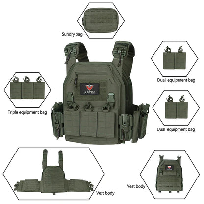 Tactical Plate Carrier Vest Quick Release Green