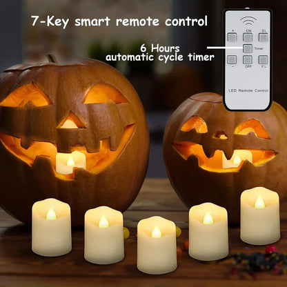 6-Pack Rechargeable LED Tealight Candles with Remote And Timer White