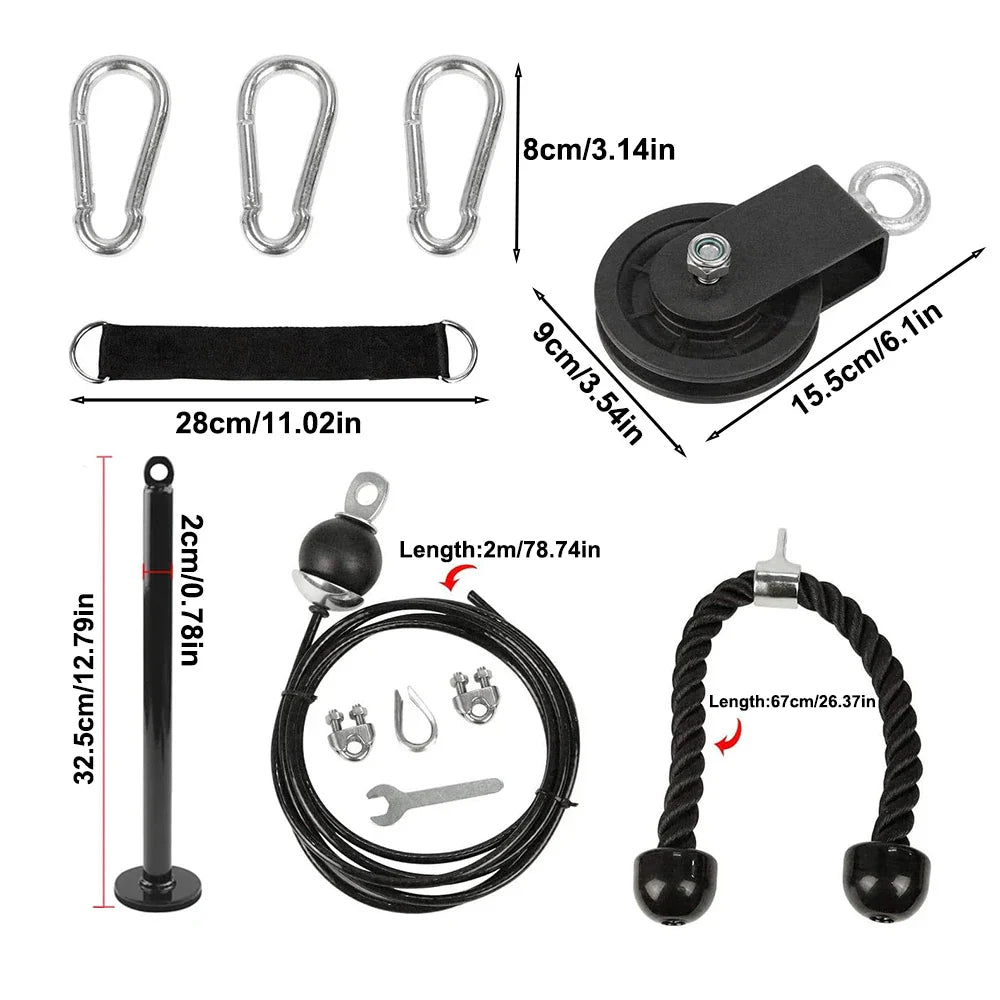 Pulley Cable System Pull Down Lift Attachment Black
