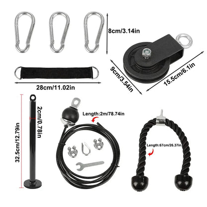 Pulley Cable System Pull Down Lift Attachment Black