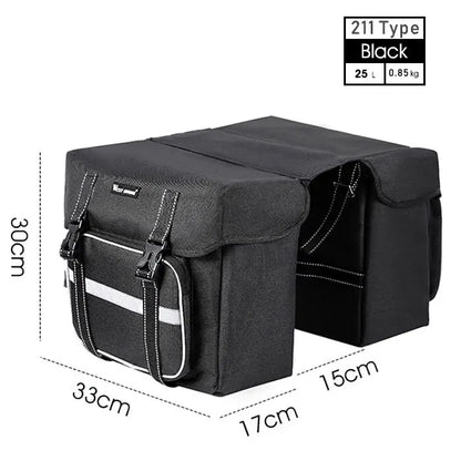 25L Rear Seat Double Pannier Cycling Bag Black