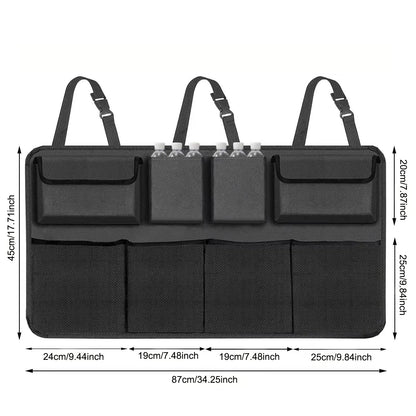 Hanging Car Trunk Organizer Backseat Storage with 8 Large Pockets Black